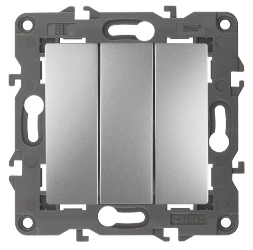 Выключатель без рамки Эра Elegance 3-кл. алюминий картинка